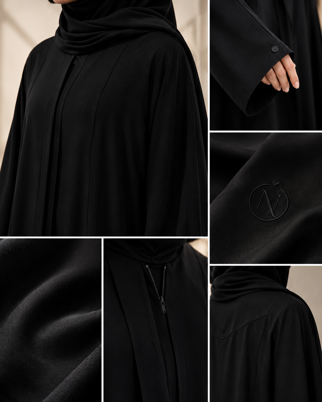Signature Abaya Jet Black detail